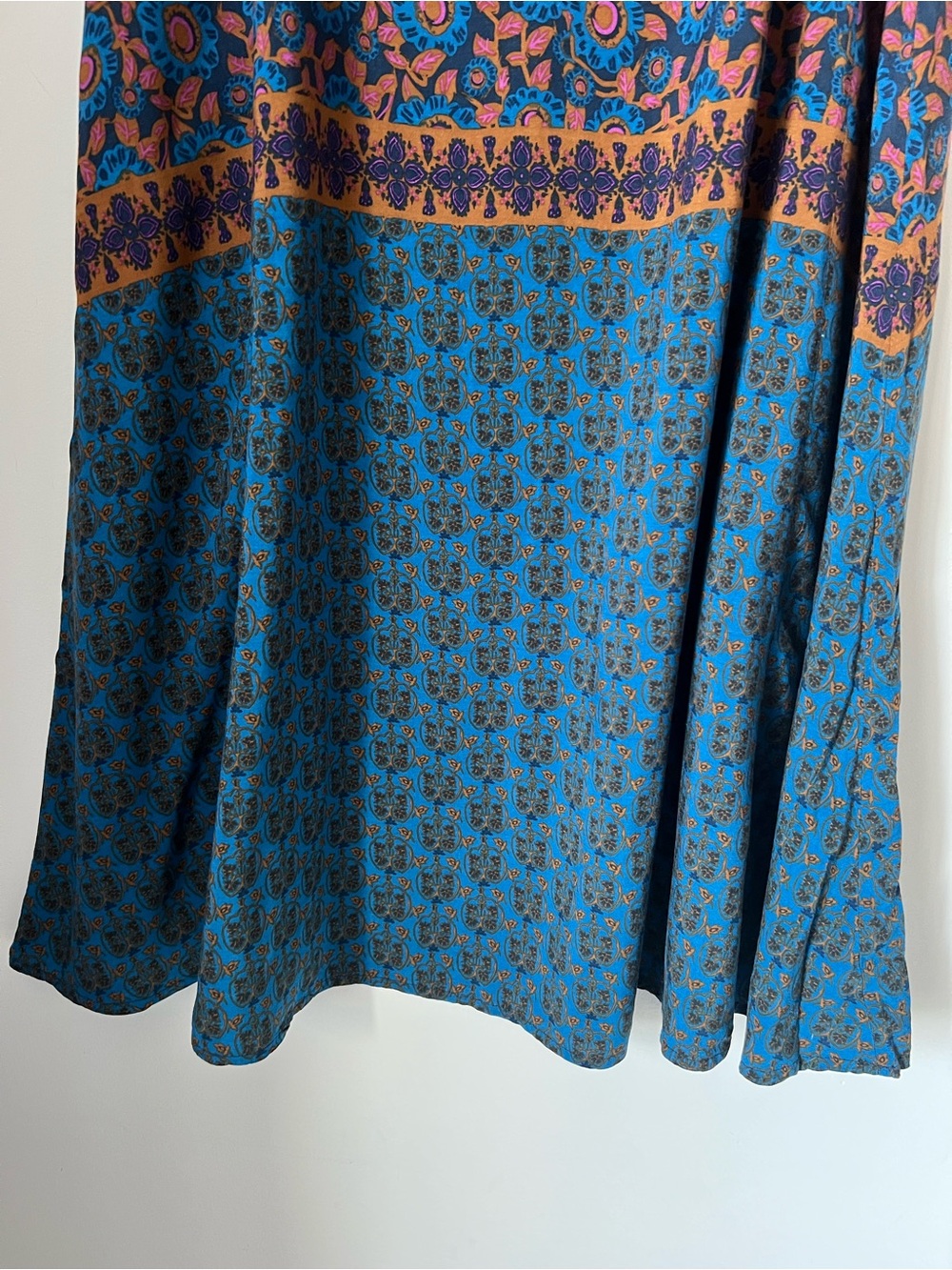 NATURAL LIFE Amy Maxi Skirt Blue and Rust Printed M Boho Fall West Coast - Picture 7 of 12
